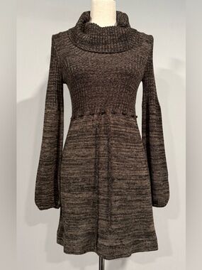 Calvin Klein Brown Marled Long Sleeve Turtleneck Sweater Dress